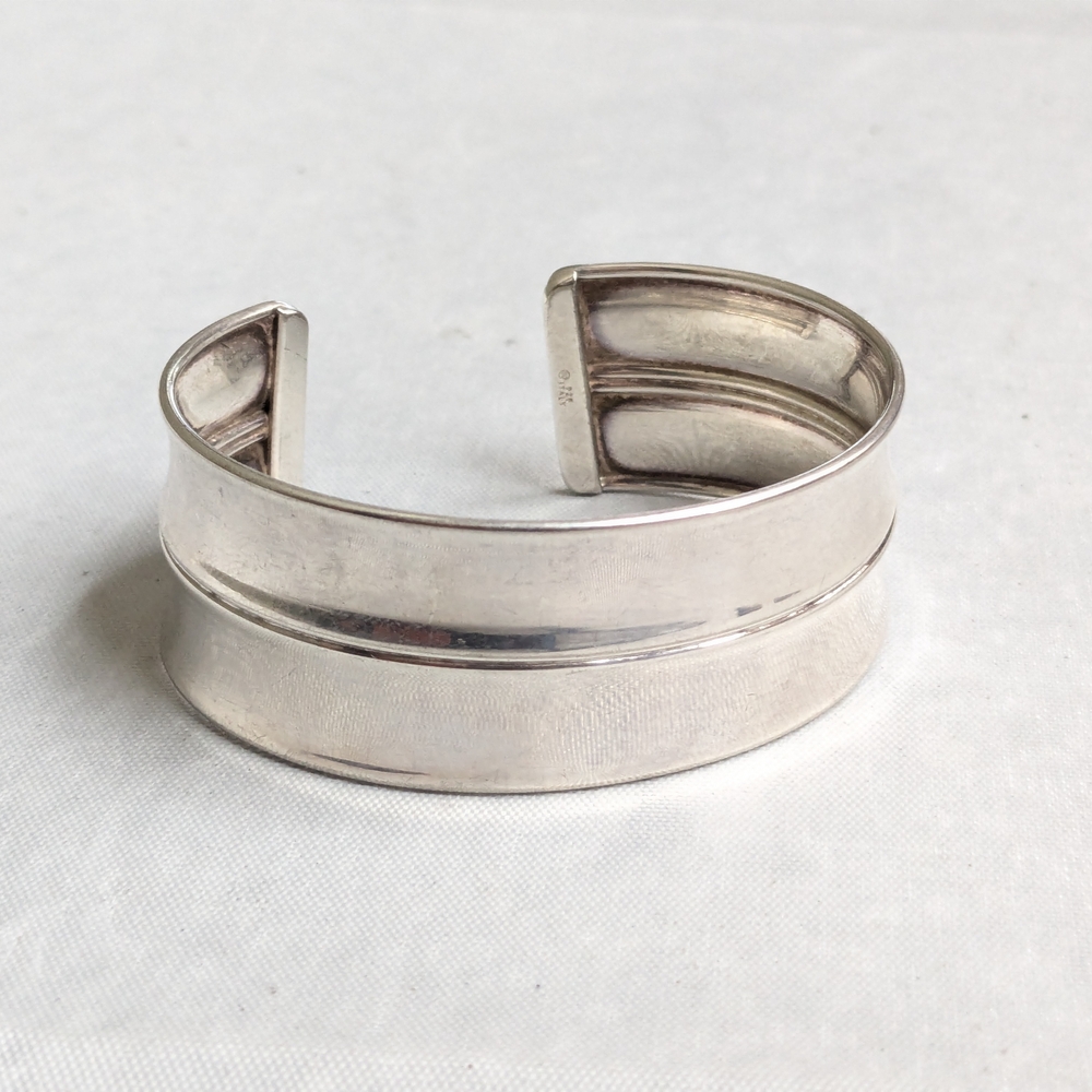 Vintage Sterling Silver Cuff Bracelet 6" Italy